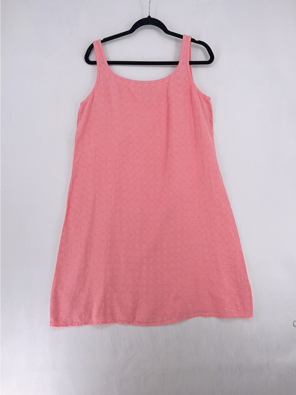 Eileen Fisher women Coral Pink Sleeveless A-Line Dress linen size M